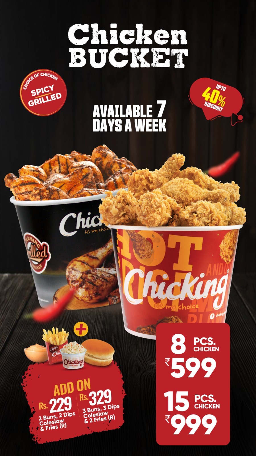 Spicy Grilled Chicken Buckets – Sizzling Deals Every Day Starting at Just ₹599!